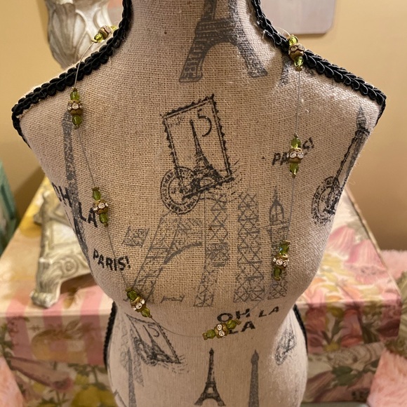 Set Multi Stone Stretch Bracelet & Choker w/Green - Picture 5 of 11